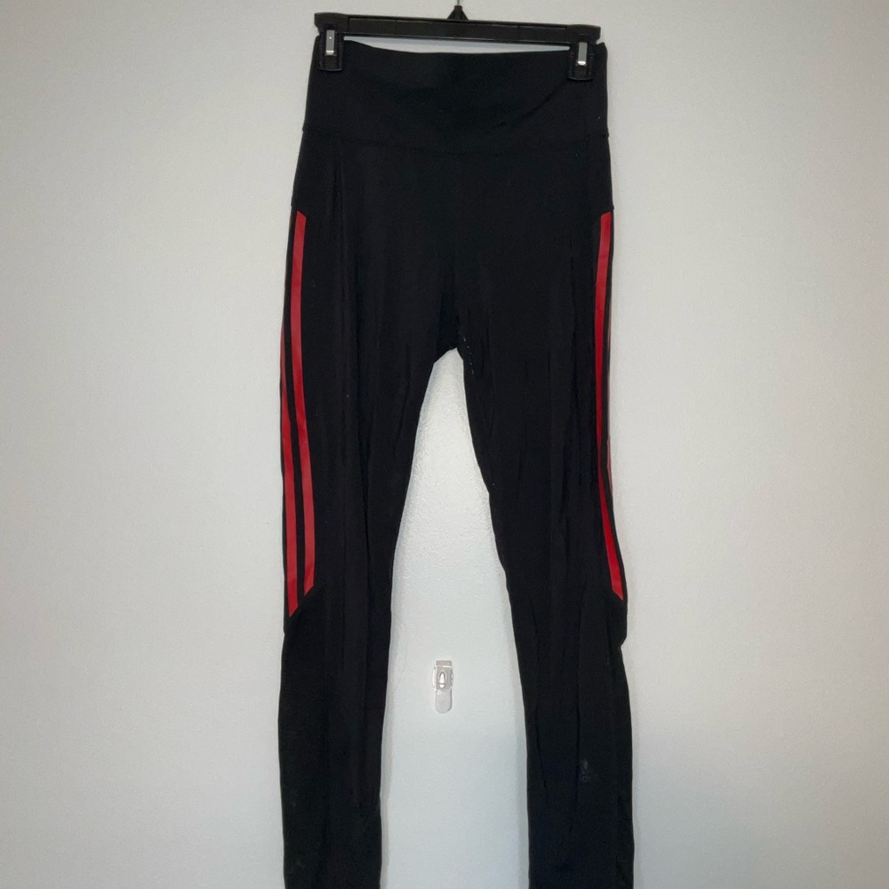 Adidas Black Leggings with Red Accents